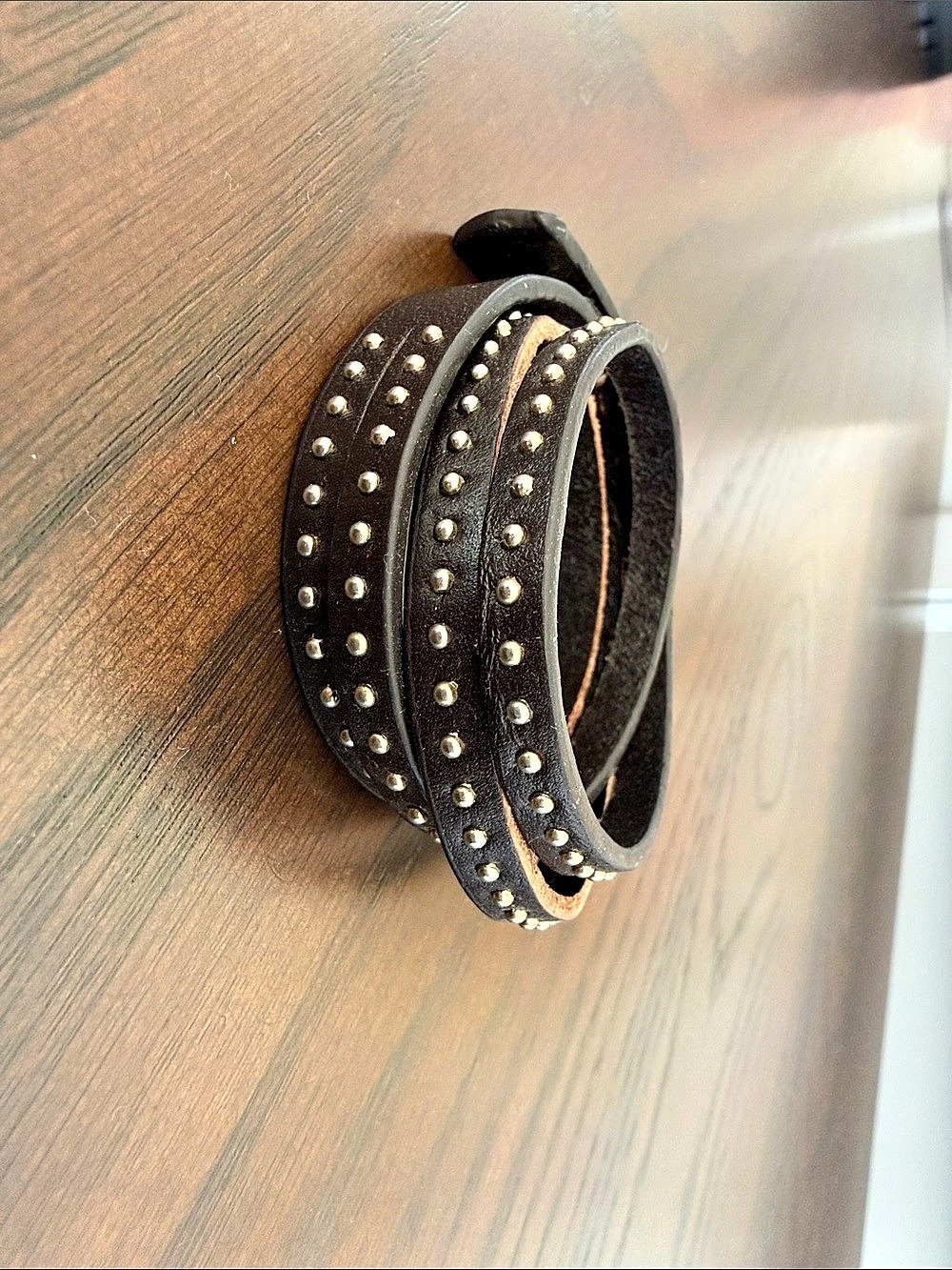 Studded Brown Leather Bracelet